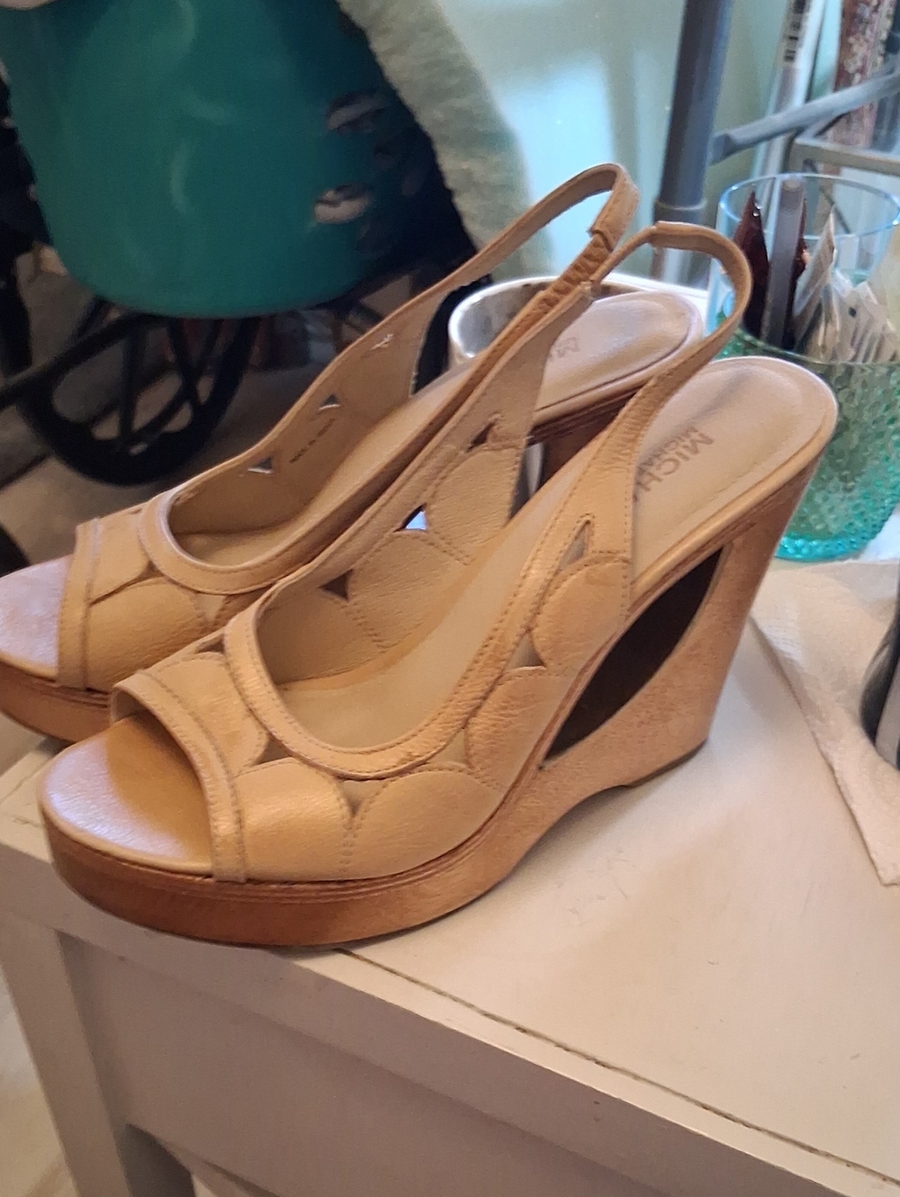 Wood Leather Wedge 10